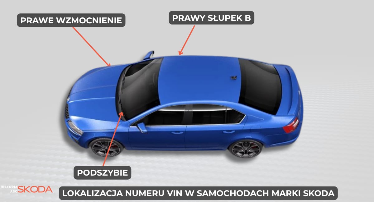 Lokalizacja numeru VIN Skoda